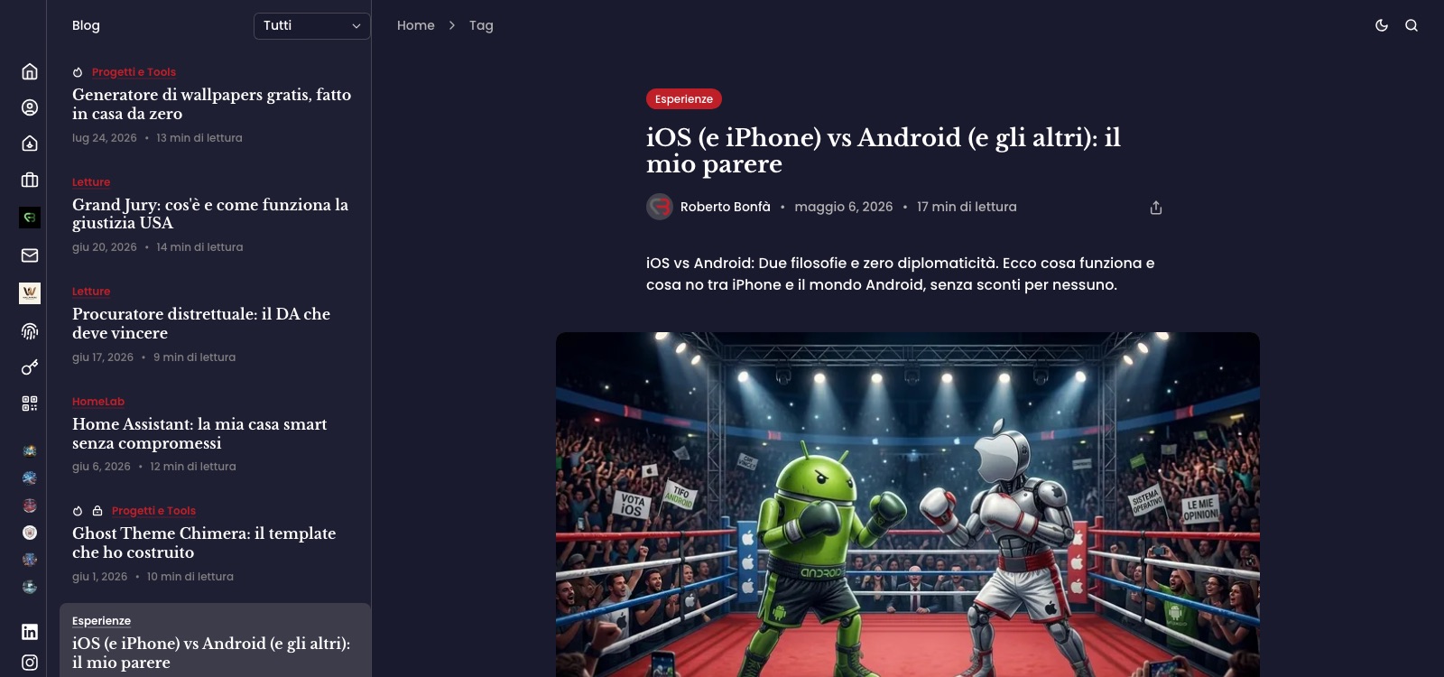 Il blog - La pagina di un tag, con gli articoli filtrati per argomento