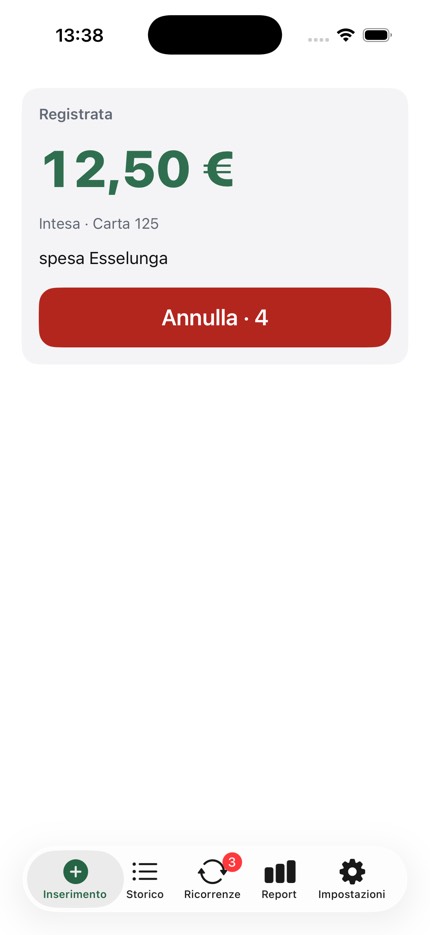 EveryCent - Spesa registrata