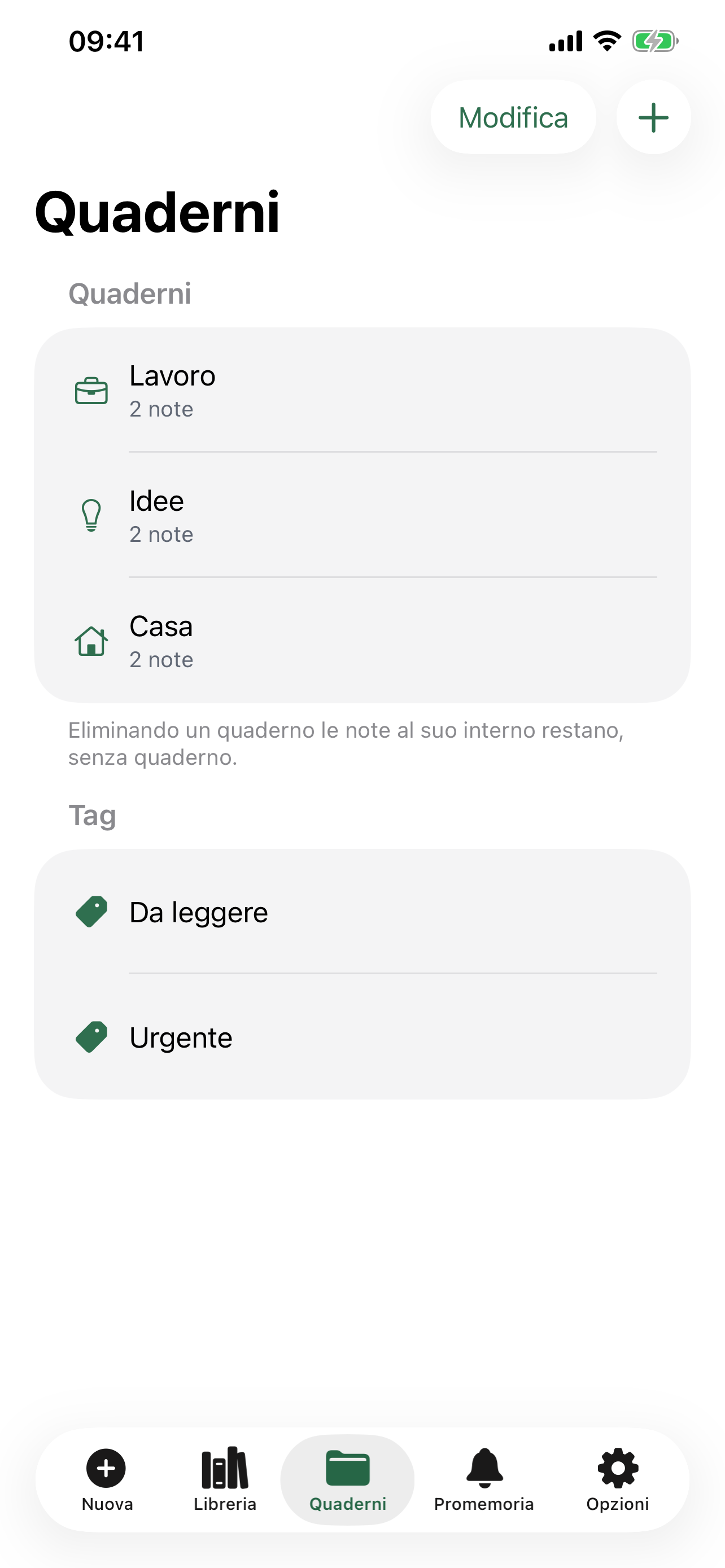 I quaderni e i tag