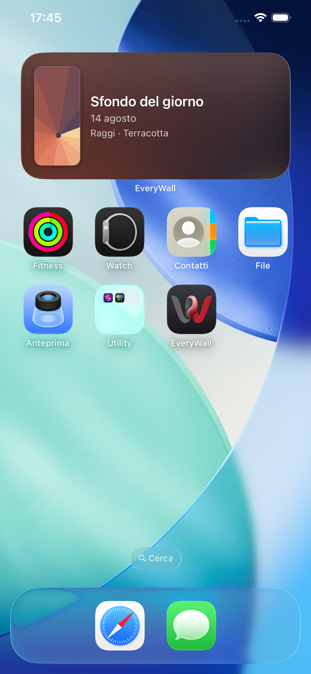 Il widget con lo sfondo del giorno